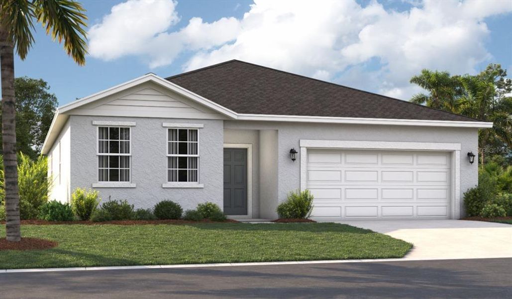 Front exterior of a new home in Groves at Whitemarsh, Leesburg, FL, highlighting curb appeal (Image 2).