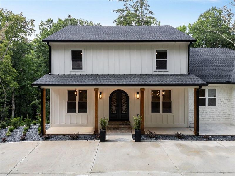 Front exterior of a new home in , Ellijay, GA, highlighting curb appeal (Image 1). Front exterior of a new home in , Ellijay, GA, highlighting curb appeal (Image 1).