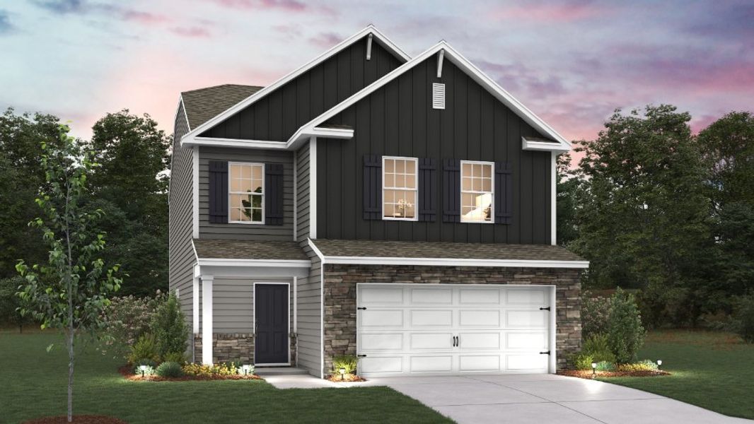 Representative exterior photo of a completed home built from the Walden by D.R. Horton in Shepherd's Farm, Mooresville, NC (Image 5).