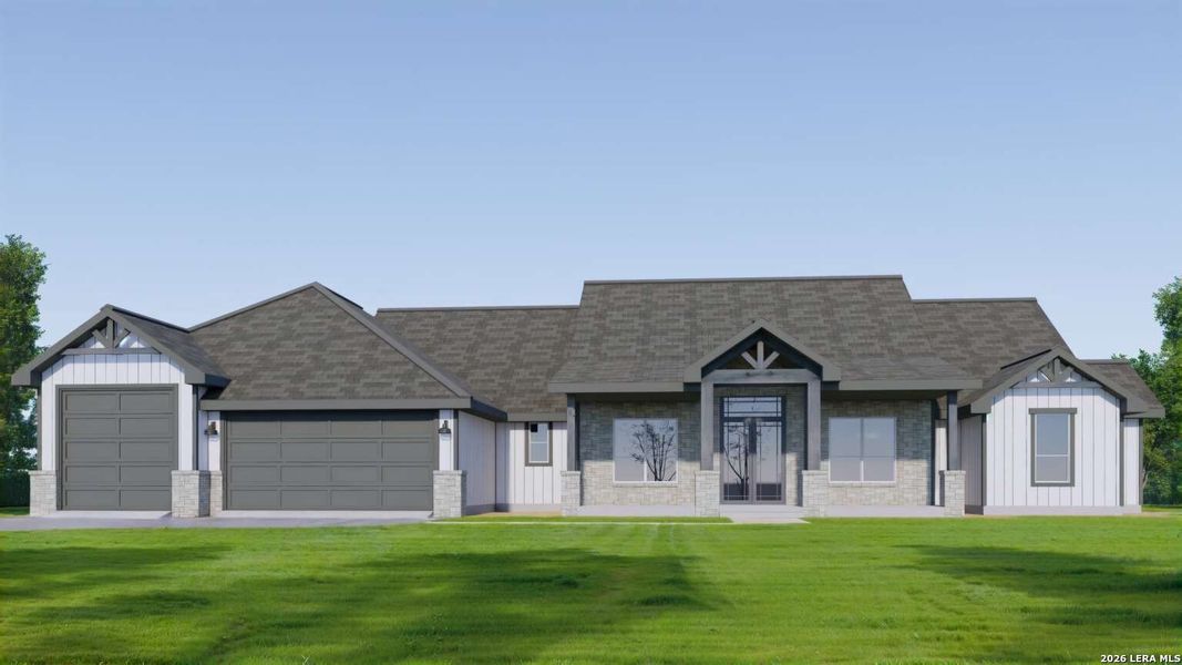 Front exterior of a new home in , Fischer, TX, highlighting curb appeal (Image 2). Front exterior of a new home in , Fischer, TX, highlighting curb appeal (Image 2).