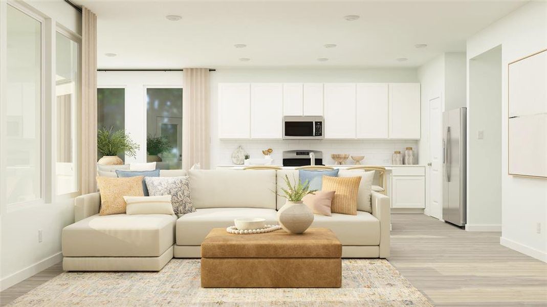 Living room featuring light wood-type flooring