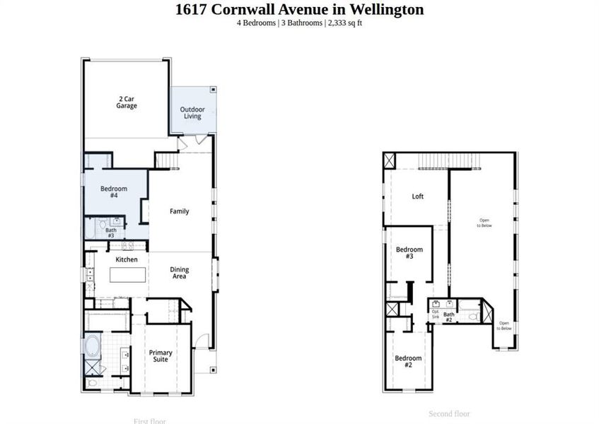 2D floor plan layout of this home in Wellington, Haslet, TX (Image 3).
