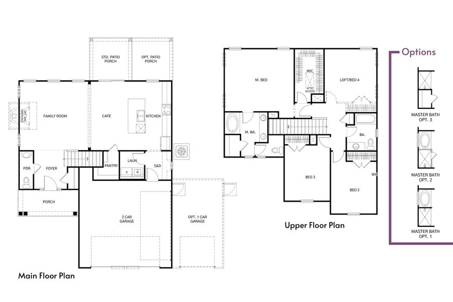 2D floor plan layout for the Ellis by Hunter Quinn Homes in Creek Pointe, Moncks Corner, SC (Image 4).