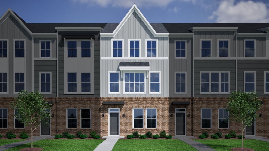 Representative exterior photo of a completed home built from the Daphne 3-Story 2-Car Garage - Vanguard Collection by Mungo Homes in Avenue One, Castle Hayne, NC (Image 21). Representative exterior photo of a completed home built from the Daphne 3-Story 2-Car Garage - Vanguard Collection by Mungo Homes in Avenue One, Castle Hayne, NC (Image 21).