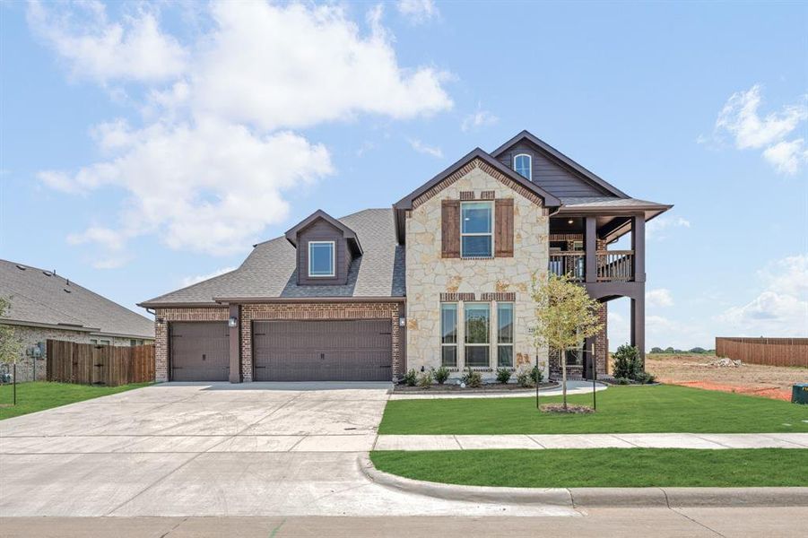 Front exterior of a new home in Hampton Park, Glenn Heights, TX, highlighting curb appeal (Image 23).
