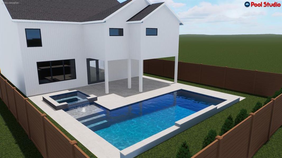 For marketing purposes only. Another view of the pool rendering.