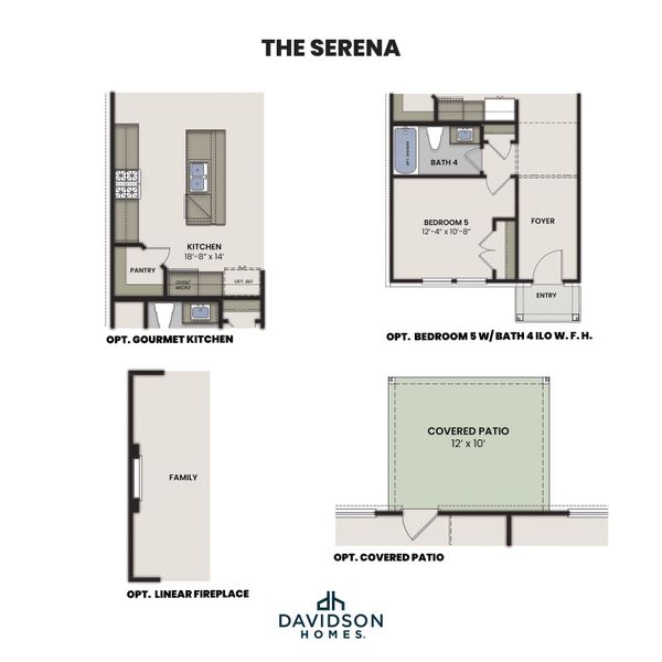 2D floor plan layout for the The Serena E by Davidson Homes LLC in Saddle Creek Ranch, Cibolo, TX (Image 4).