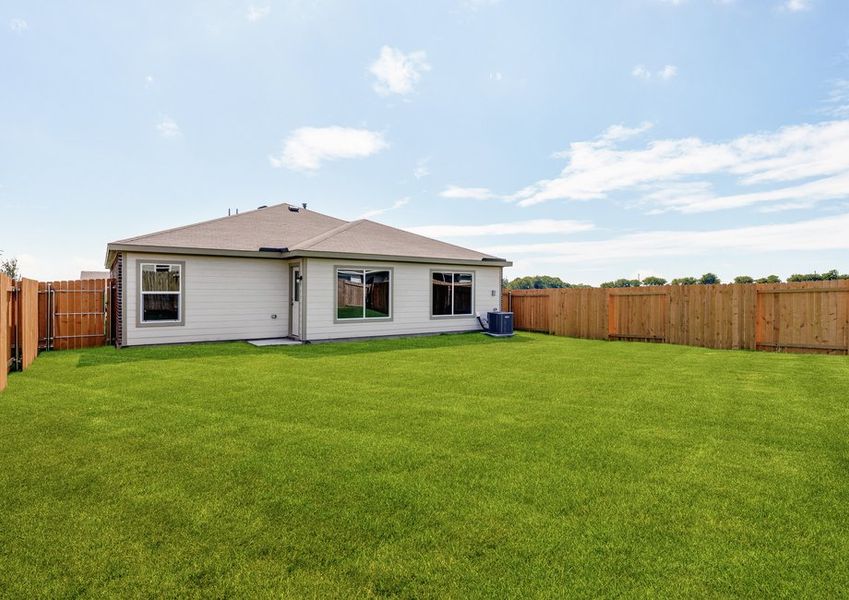 The back yard of the Ashton is fully fenced.