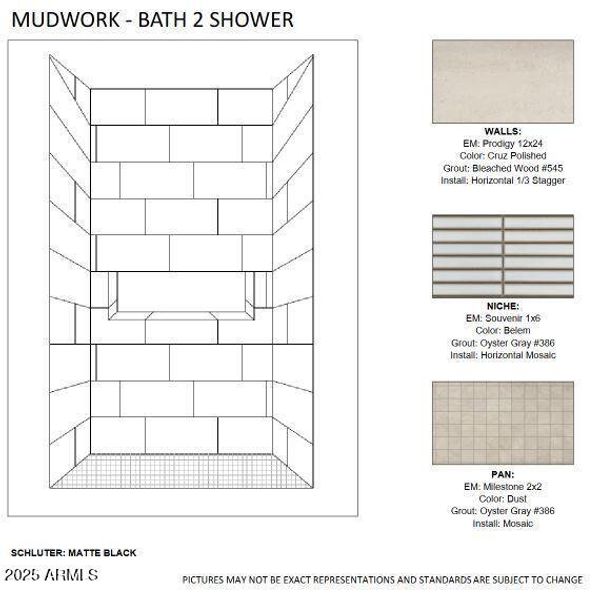 Bath 2 Shower Tile and Niche