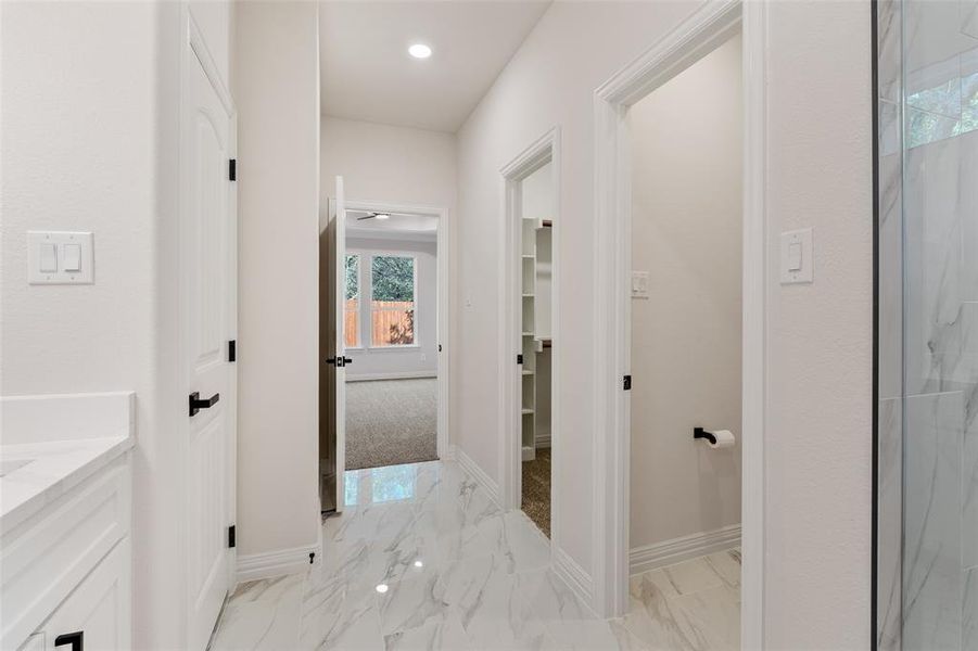 Bathroom featuring vanity and walk in shower