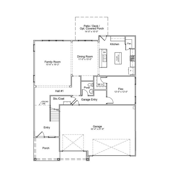 2D floor plan layout for the Warwick II - Vanguard Collection by Mungo Homes in Sweetbrier, Durham, NC (Image 3).