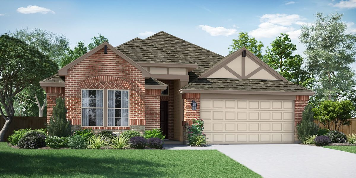Representative exterior photo of a completed home built from the Coppell by Pacesetter Homes in Creekview Meadows, Pilot Point, TX (Image 1). Representative exterior photo of a completed home built from the Coppell by Pacesetter Homes in Creekview Meadows, Pilot Point, TX (Image 1).