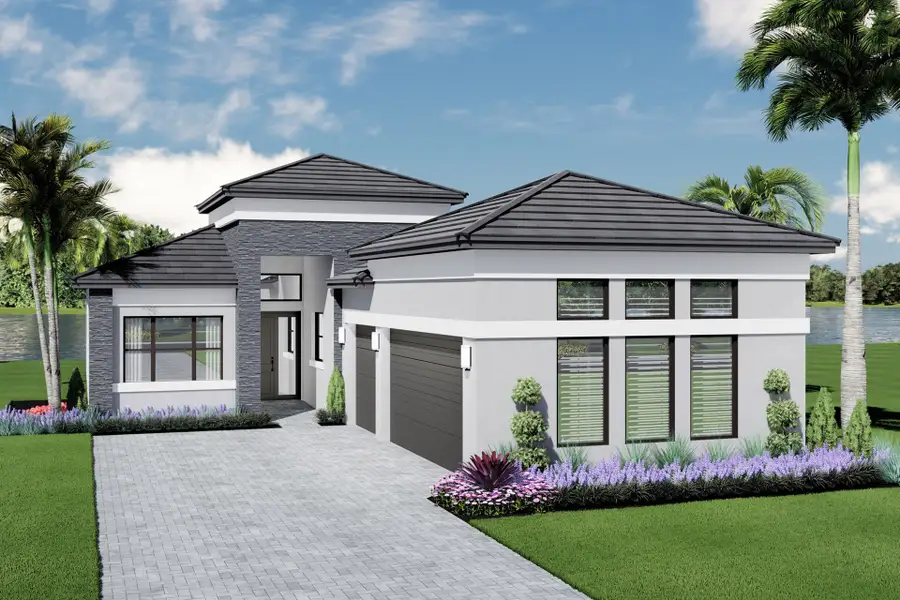 Representative exterior photo of a completed home built from the Vienna Grande by GL Homes in Valencia Del Mar (55+), Boynton Beach, FL (Image 2).