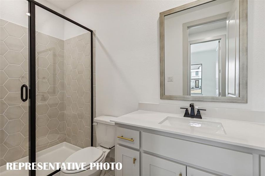 Friends and family will feel right at home in any of the beautifully finished guest baths in this lovely home!  REPRESENTATIVE PHOTO