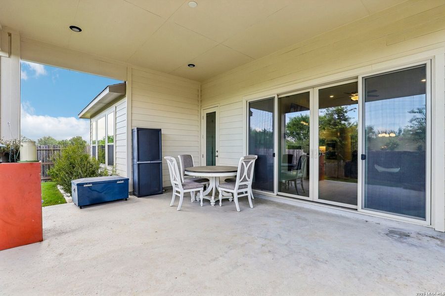 Exterior details and patio area of a home in Nolte Farms, Seguin (Image 25). Exterior details and patio area of a home in Nolte Farms, Seguin (Image 25).
