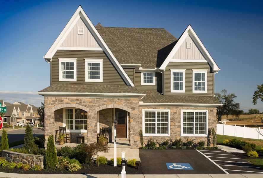 Representative exterior photo of a completed home built from the Manchester by Keystone Custom Homes in Preserve at Mayes Meadow, Cornelius, NC (Image 9).