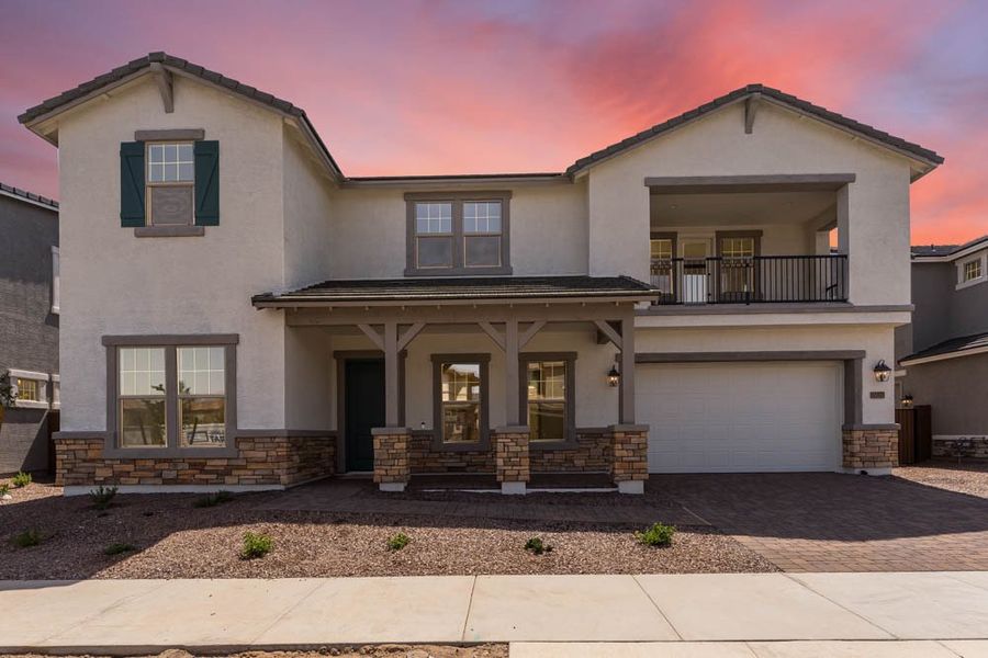 Representative exterior photo of a completed home built from the Denali by Taylor Morrison in Ellsworth Ranch Voyage Collection, Queen Creek, AZ (Image 27).