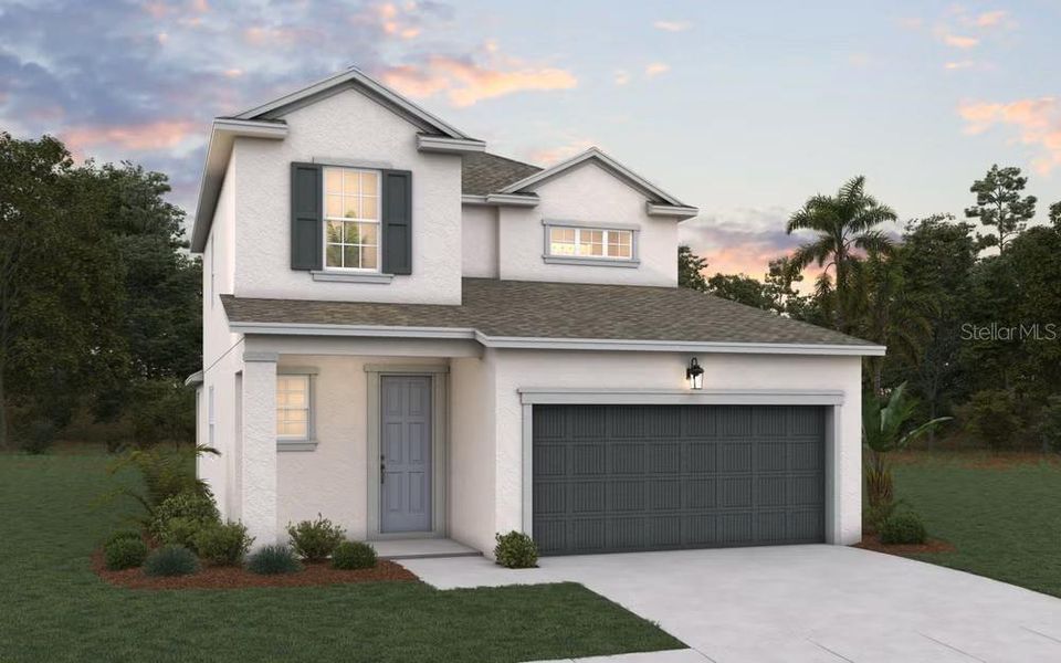 Front exterior of a new home in Seaire, Parrish, FL, highlighting curb appeal (Image 1). Front exterior of a new home in Seaire, Parrish, FL, highlighting curb appeal (Image 1).