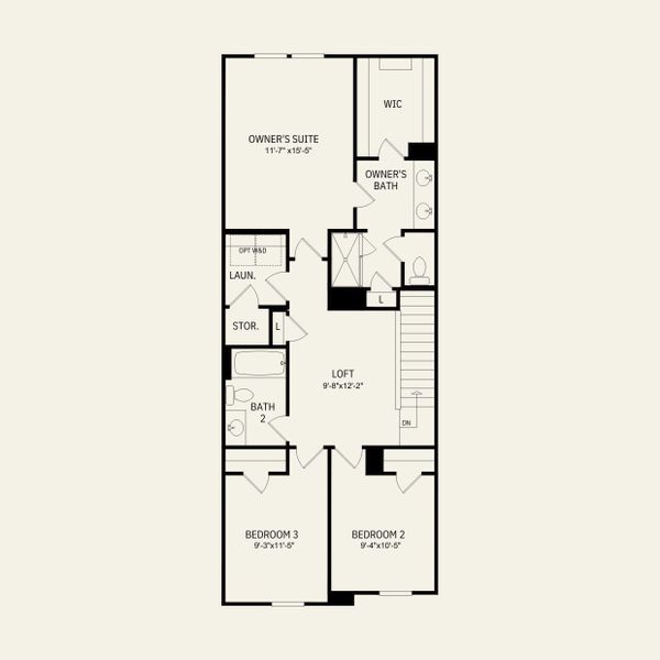 2D floor plan layout for the Landis by Pulte Homes in Mallard Park, Charlotte, NC (Image 6).