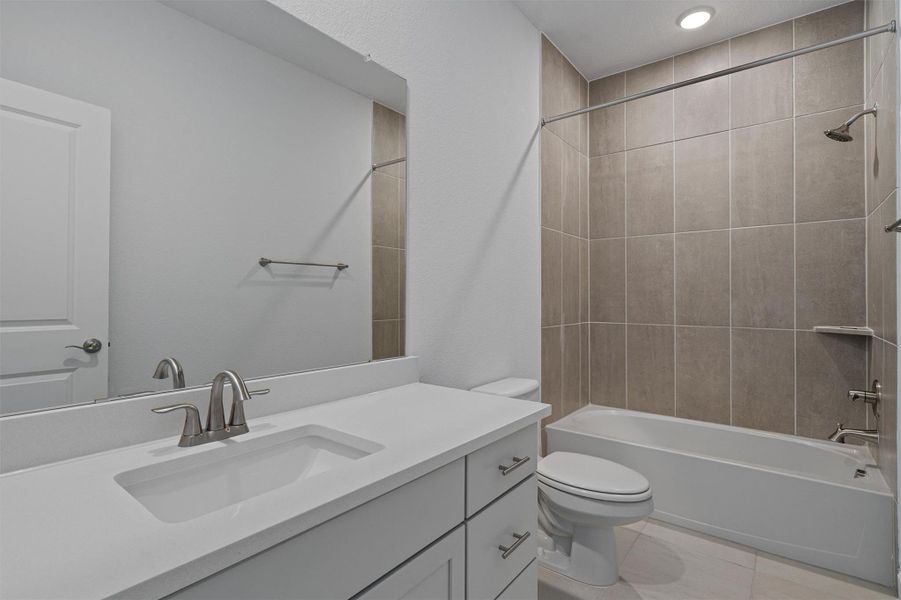 Full bath with vanity and shower combination Full bath with vanity and shower combination