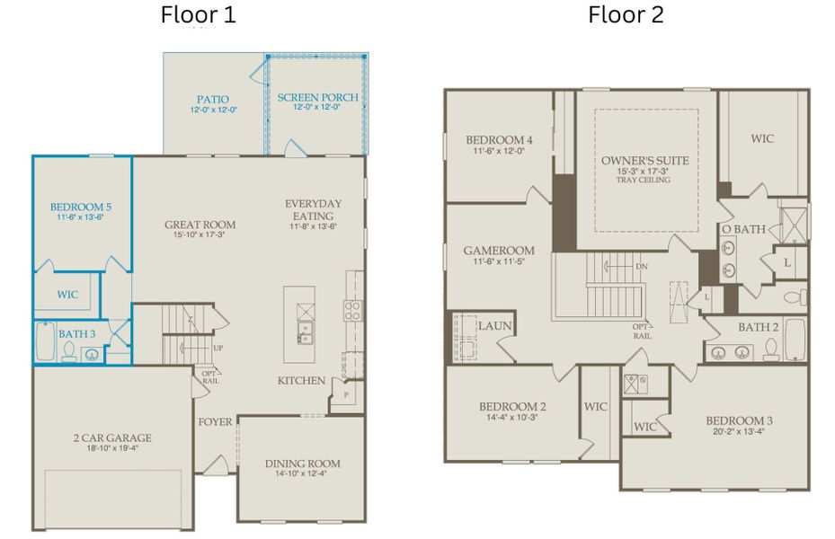 2D floor plan layout of this home in Exchange at 401, Raleigh, NC (Image 5).