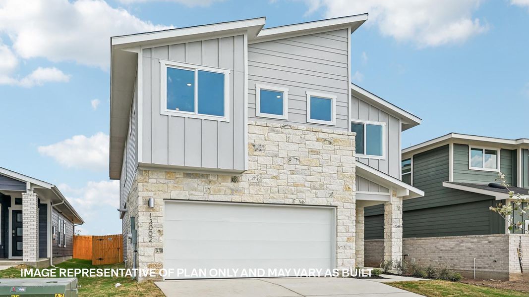 Representative exterior photo of a completed home built from the The Grand Canyon by D.R. Horton in Frontier, Mustang Ridge, TX (Image 2).