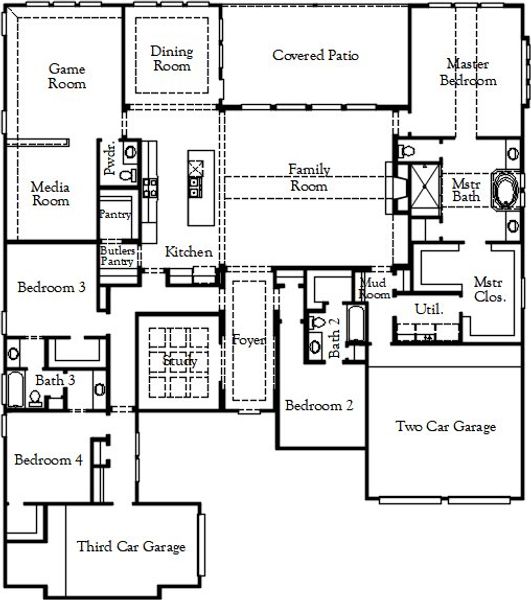2D floor plan layout of this home in Star Trail, Prosper, TX (Image 2). 2D floor plan layout of this home in Star Trail, Prosper, TX (Image 2).