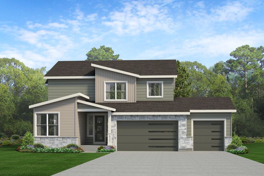 Representative exterior photo of a completed home built from the Jansen by Risewell Homes in Cherry Meadows, Brighton, CO (Image 27).