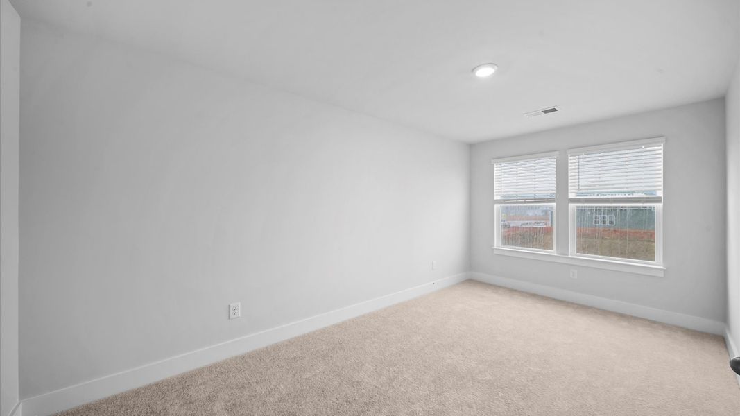 Bedroom with cozy carpet, a spacious walk-in closet, and sun-filled windows at Saluda Crossing in Piedmont, SC