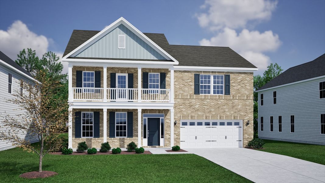 Representative exterior photo of a completed home built from the Roland II - Vanguard Collection by Mungo Homes in Porter Ridge, Elgin, SC (Image 24).