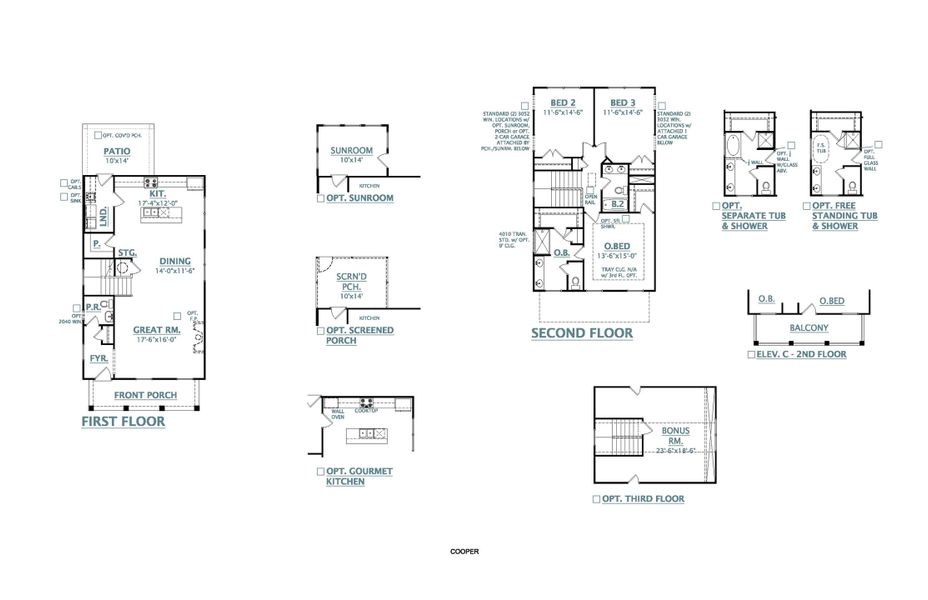 2D floor plan layout for the Cooper - 13994 by Dream Finders Homes in Sweetgrass Station, Summerville, SC (Image 3). 2D floor plan layout for the Cooper - 13994 by Dream Finders Homes in Sweetgrass Station, Summerville, SC (Image 3).
