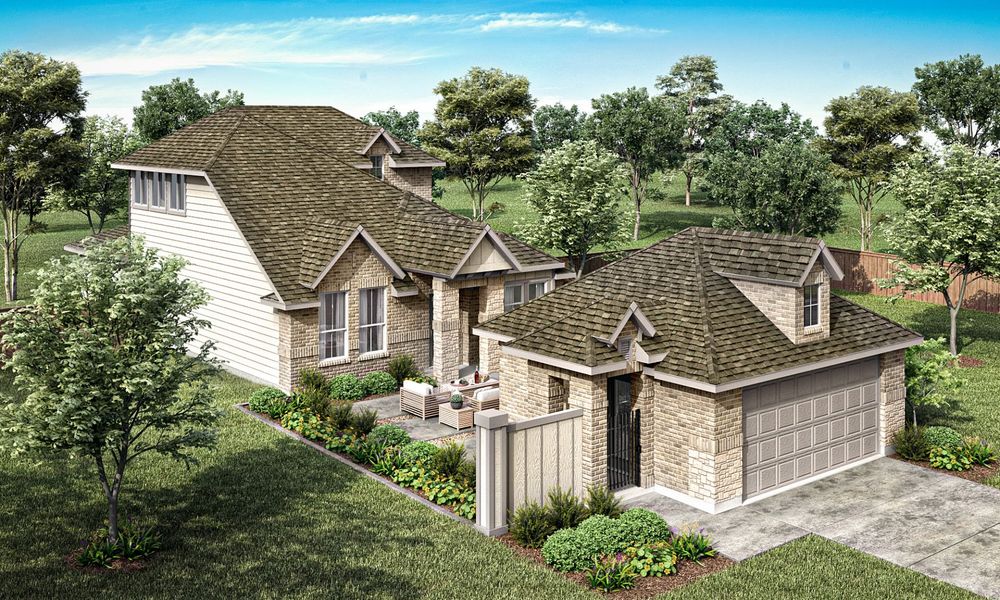 Representative exterior photo of a completed home built from the Prosper by Pacesetter Homes in Keeneland, Aubrey, TX (Image 2). Representative exterior photo of a completed home built from the Prosper by Pacesetter Homes in Keeneland, Aubrey, TX (Image 2).