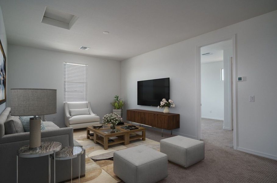 Representative furnished interior of a home built from the Willow by William Ryan Homes in The Grove at El Cidro, Goodyear (Image 18). Representative furnished interior of a home built from the Willow by William Ryan Homes in The Grove at El Cidro, Goodyear (Image 18).