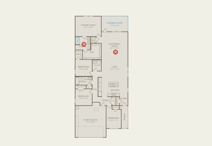 2D floor plan layout for the Chatfield by Centex in Davis Ranch, San Antonio, TX (Image 4).