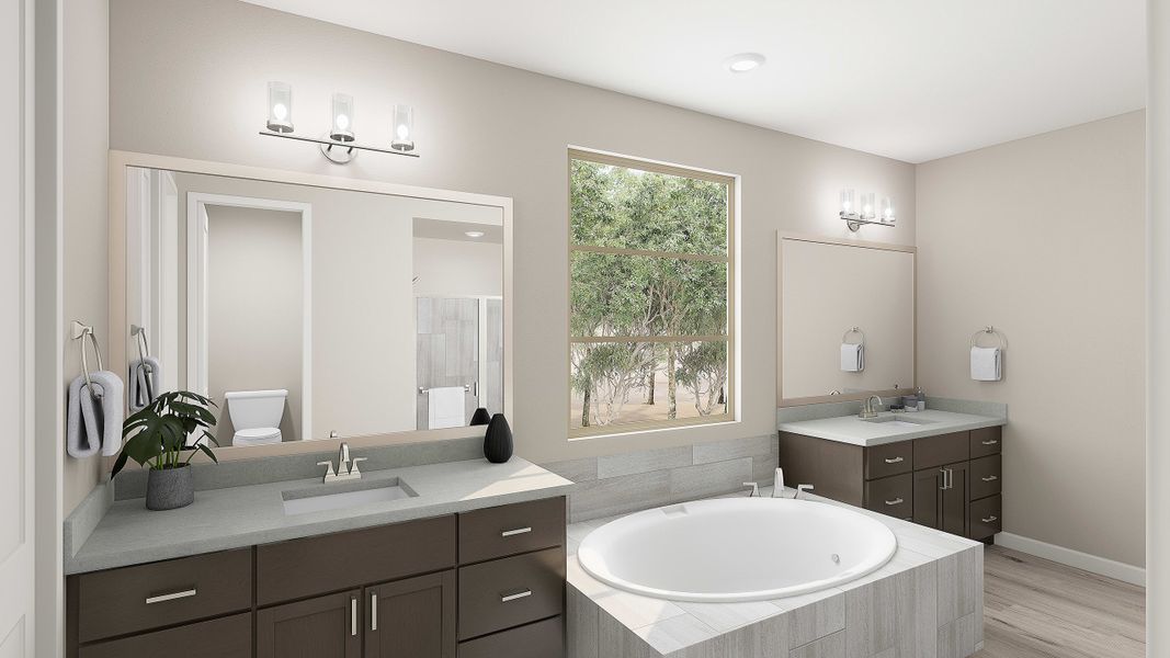 Representative furnished interior of a home built from the Willow Plan 40-9 by Tri Pointe Homes in Waterston Central, Gilbert (Image 27).