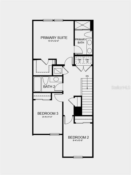 2D floor plan layout of this home in Vinterra Townhomes, Nokomis, FL (Image 4).
