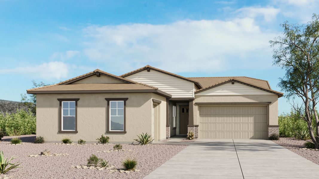 Representative exterior photo of a completed home built from the Royale by Taylor Morrison in Saddleback, Peoria, AZ (Image 2). Representative exterior photo of a completed home built from the Royale by Taylor Morrison in Saddleback, Peoria, AZ (Image 2).