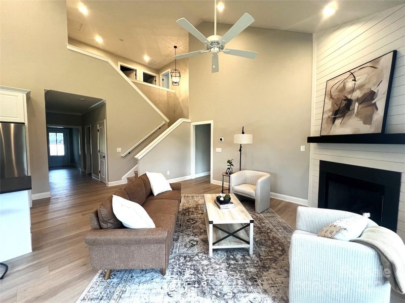 Vaulted Great Room with gas fireplace!