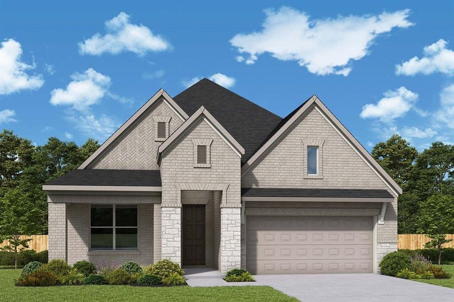 Front exterior of a new home in , Fate, TX, highlighting curb appeal (Image 1). Front exterior of a new home in , Fate, TX, highlighting curb appeal (Image 1).