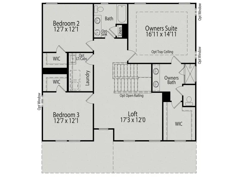 2D floor plan layout for the The Willow B by Davidson Homes LLC in Sage on North Main, Wake Forest, NC (Image 4).