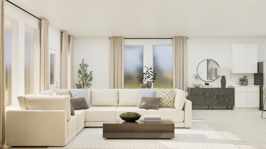 Living area featuring light wood-type flooring Living area featuring light wood-type flooring