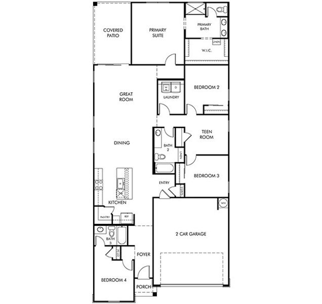 2D floor plan layout for the Jubilee by Meritage Homes in Mountain View Estates Signature Series, Buckeye, AZ (Image 3). 2D floor plan layout for the Jubilee by Meritage Homes in Mountain View Estates Signature Series, Buckeye, AZ (Image 3).