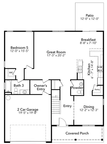 2D floor plan layout for the Catherine A by JC Jackson Homes,LLC in Heritage Pointe, Newport, NC (Image 5).