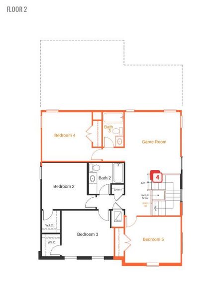 2D floor plan layout of this home in Overlook Ranch, Georgetown, TX (Image 5). 2D floor plan layout of this home in Overlook Ranch, Georgetown, TX (Image 5).