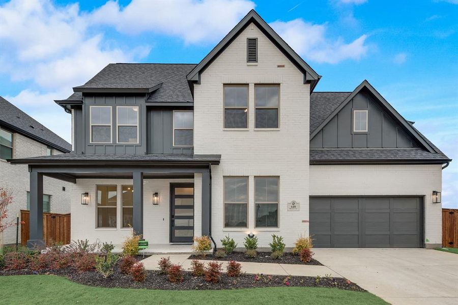 Front exterior of a new home in Estates at Rockhill, Frisco, TX, highlighting curb appeal (Image 25).
