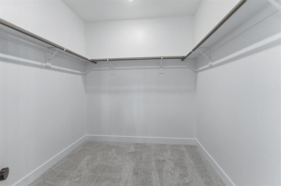 Walk in closet with light carpet