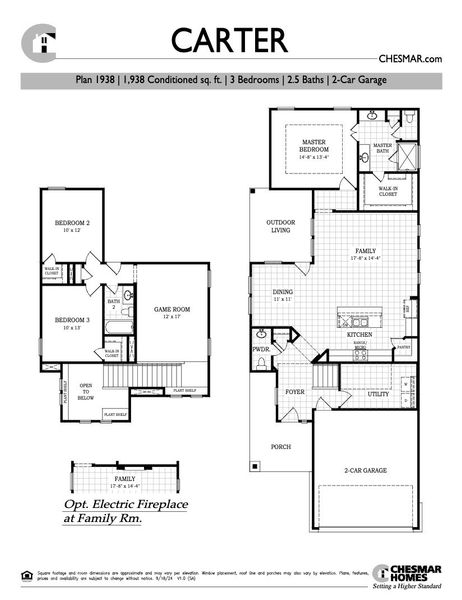 2D floor plan layout for the Carter by Chesmar Homes in Stillwater Ranch, San Antonio, TX (Image 3). 2D floor plan layout for the Carter by Chesmar Homes in Stillwater Ranch, San Antonio, TX (Image 3).