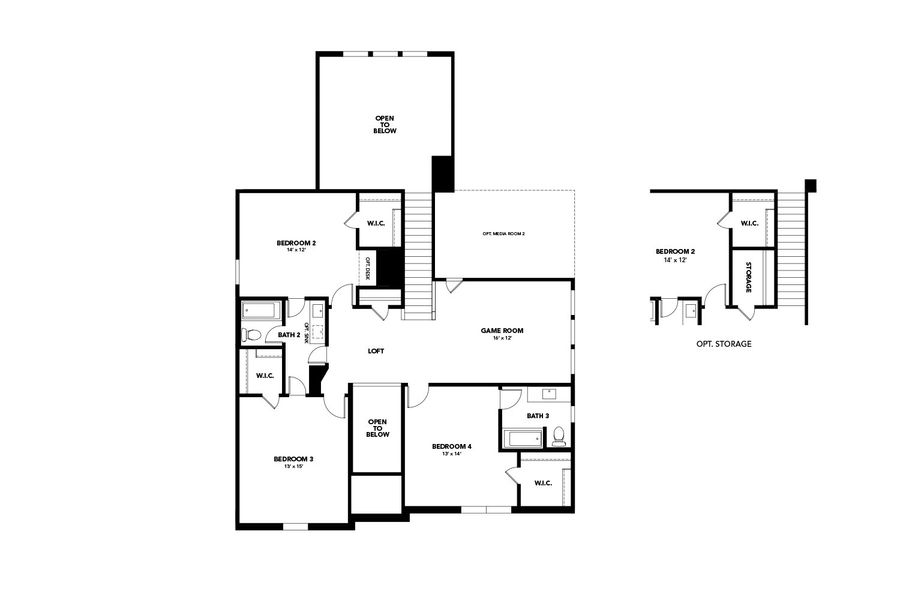 2D floor plan layout for the Grande Magnolia by Brightland Homes in Green Oaks Preserve, Arlington, TX (Image 4). 2D floor plan layout for the Grande Magnolia by Brightland Homes in Green Oaks Preserve, Arlington, TX (Image 4).