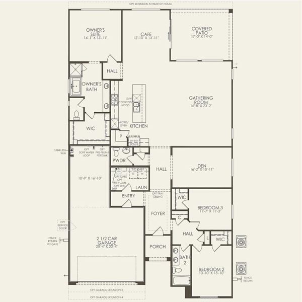 2D floor plan layout for the Parklane by Pulte Homes in Upper Canyon, Phoenix, AZ (Image 3).