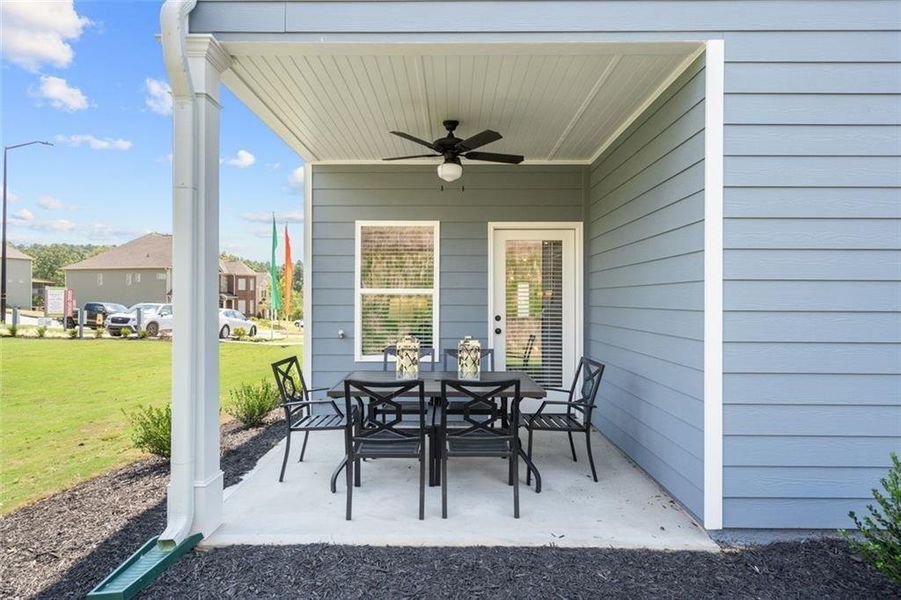 Exterior details and patio area of a home in Fair Oak, Calhoun (Image 3). Exterior details and patio area of a home in Fair Oak, Calhoun (Image 3).